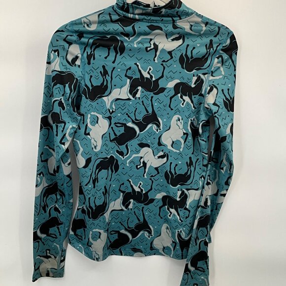 Kerrits Women's XS Long-Sleeve Equestrian Print Top Blue & Black - Picture 4 of 7